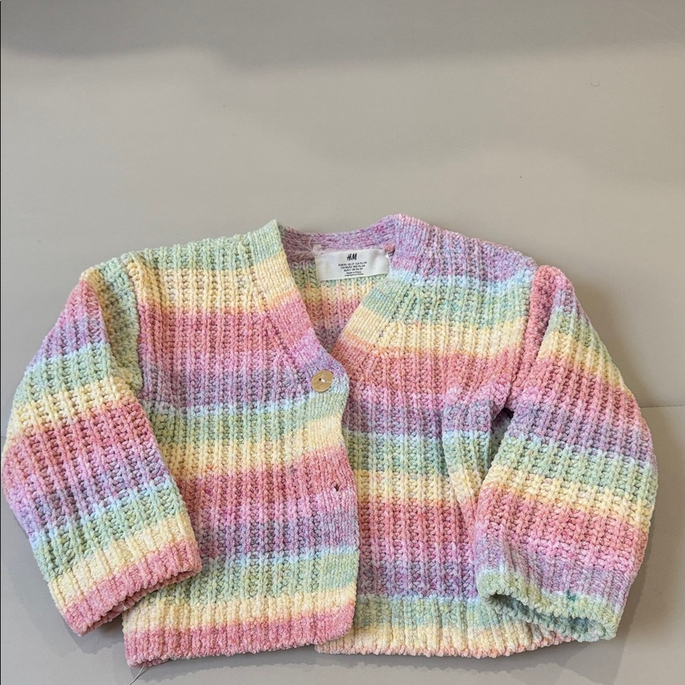 H&M Pastel Multicolor Striped Ribbed Cardigan